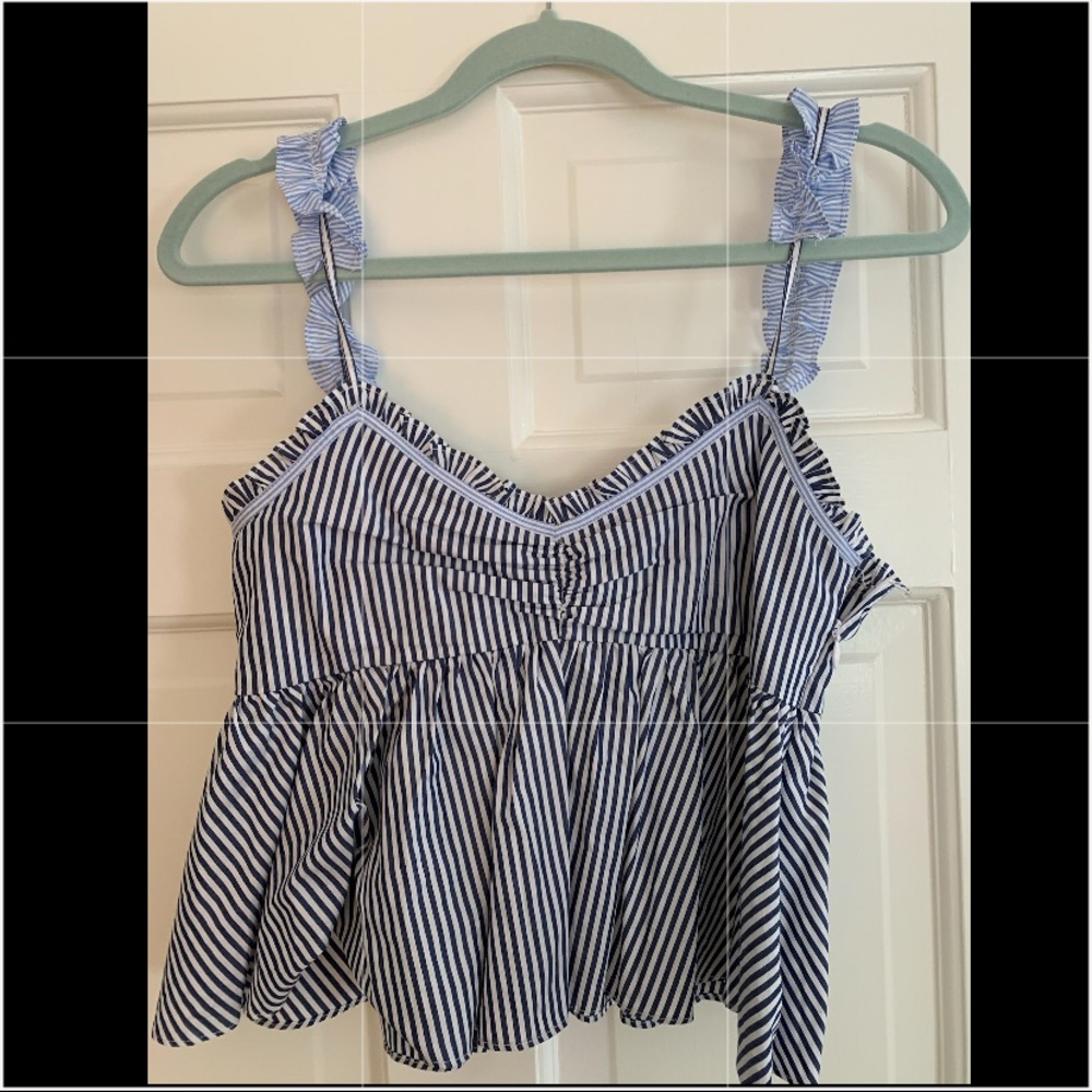 Blue and white striped tank